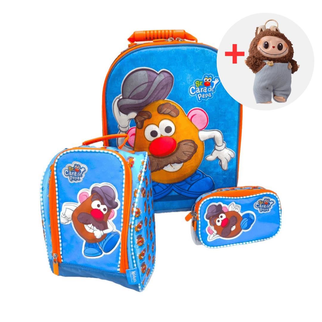 SET MOCHILA ESCOLAR SR CARA DE PAPA + LABUBU